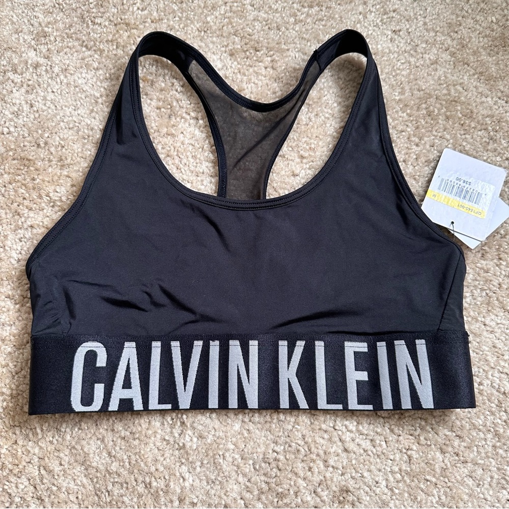 NWT CALVIN KLEIN black mesh bralette bra light sport
